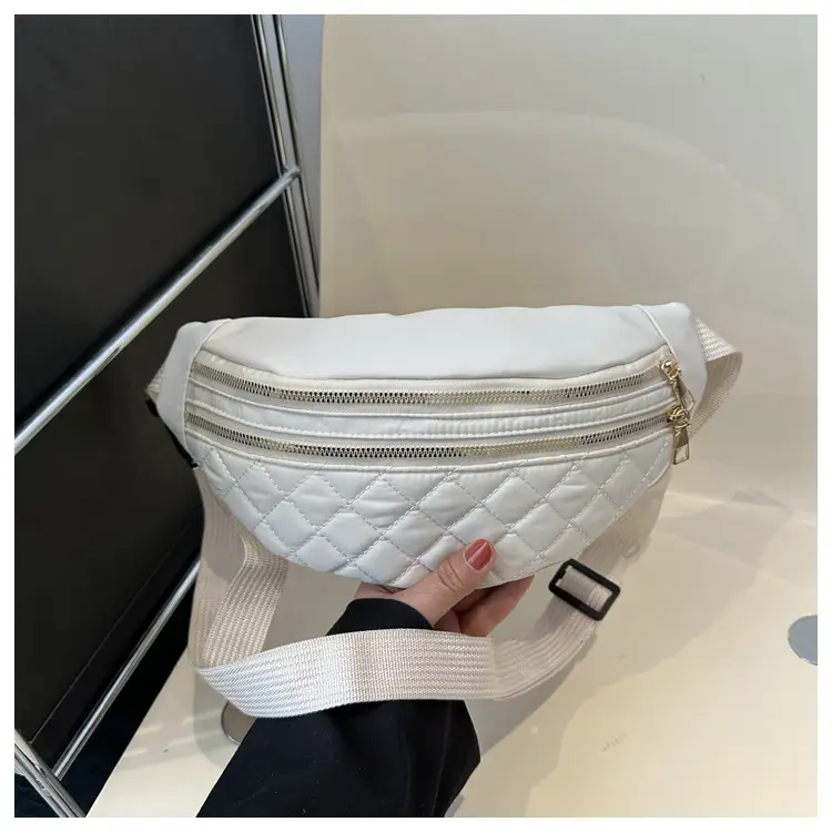 Women's Rhomboid Saddle Crossbody Bag White Nylon Spring 2024 — feature 38