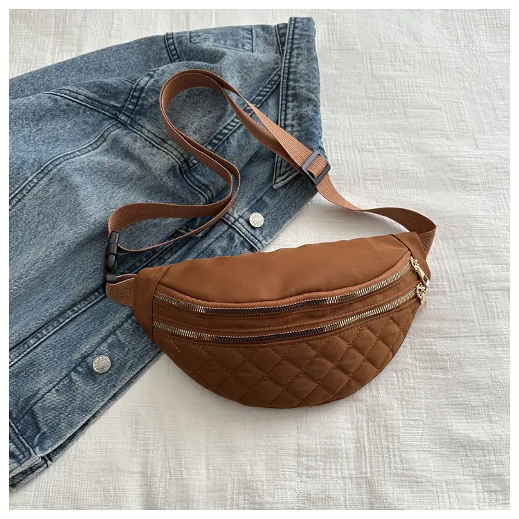 Women's Rhomboid Saddle Crossbody Bag White Nylon Spring 2024 - Image 4