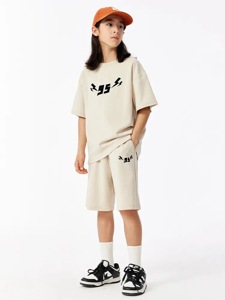 Black Flocking Printed Short Sleeve T-Shirt for Girls Boys - Image 8
