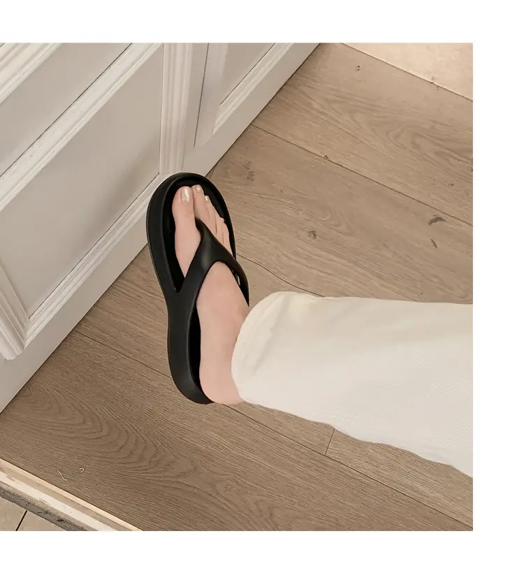 Thick-Soled Flip-Flops for Women Summer Eva European and American Ins Trbottomy Soft-Soled Flats-Soled Electroplated Silver Korean Fashion Sandals — feature 25