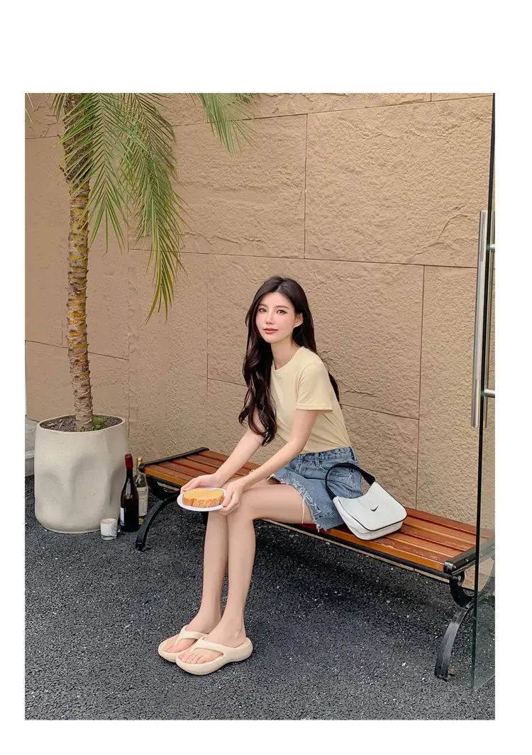 Thick-Soled Flip-Flops for Women Summer Eva European and American Ins Trbottomy Soft-Soled Flats-Soled Electroplated Silver Korean Fashion Sandals — feature 33