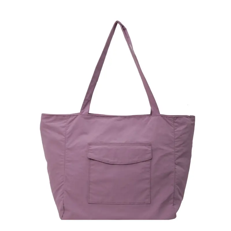 Purple Nylon Tote Bag Large Capacity Commuter Shoulder Bag - Image 8
