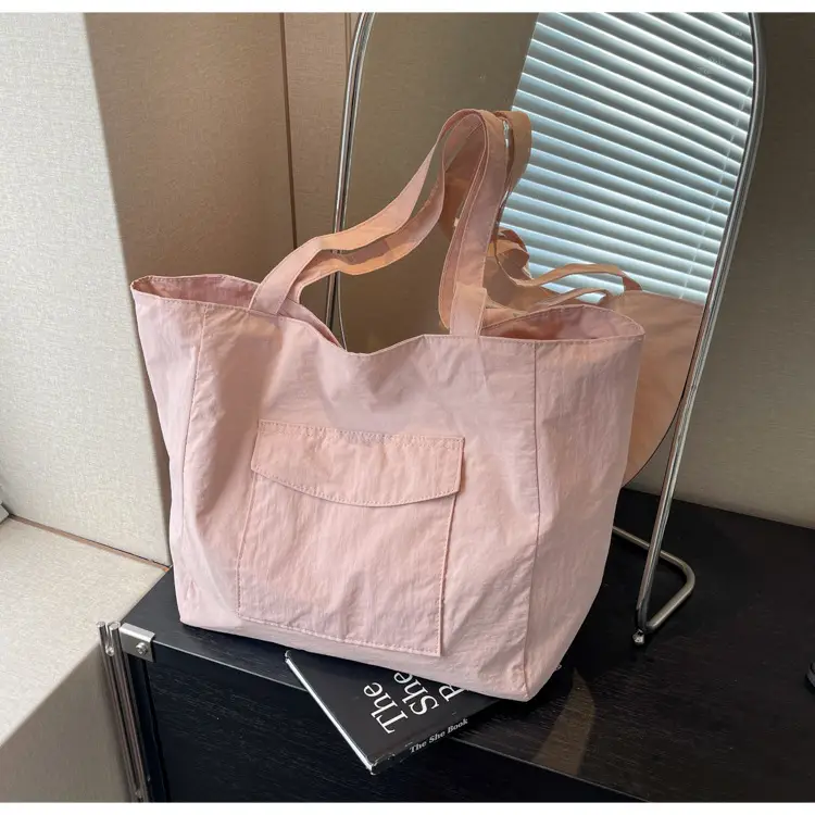 Purple Nylon Tote Bag Large Capacity Commuter Shoulder Bag — feature 22