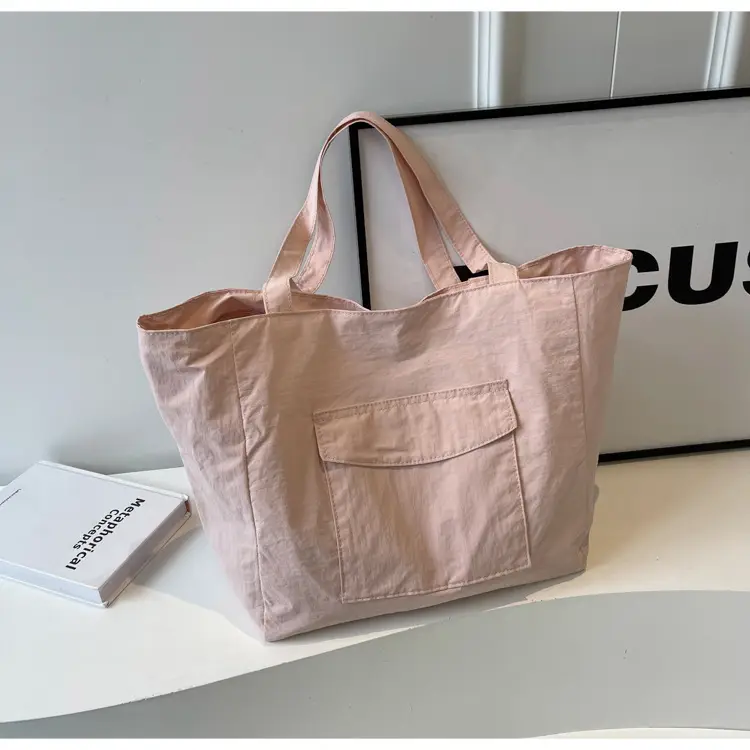 Purple Nylon Tote Bag Large Capacity Commuter Shoulder Bag — feature 23