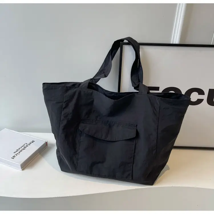 Purple Nylon Tote Bag Large Capacity Commuter Shoulder Bag — feature 24