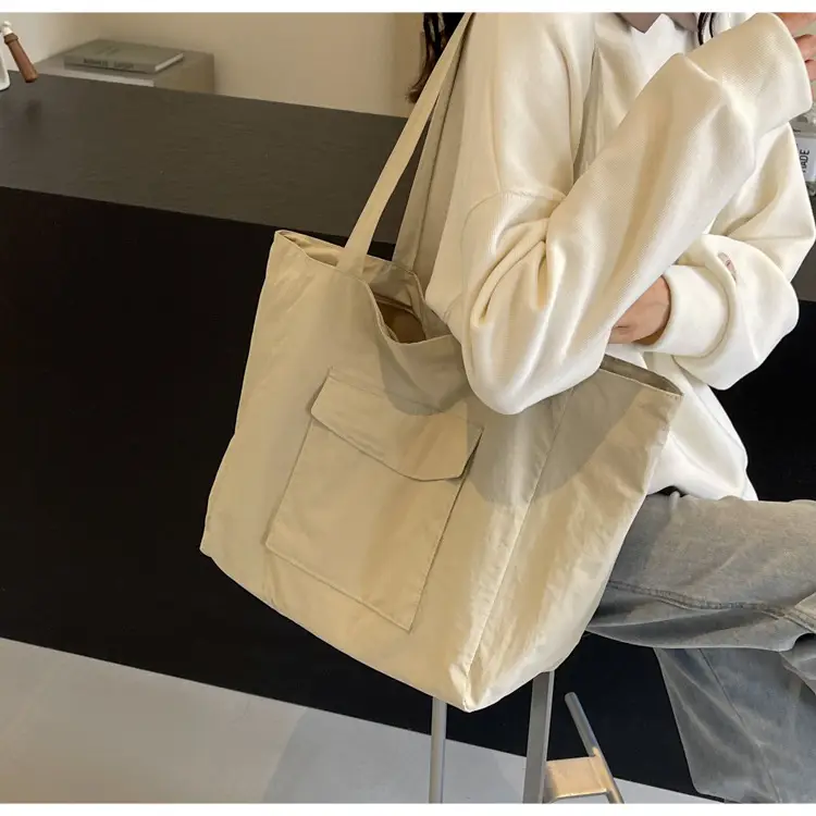 Purple Nylon Tote Bag Large Capacity Commuter Shoulder Bag — feature 34