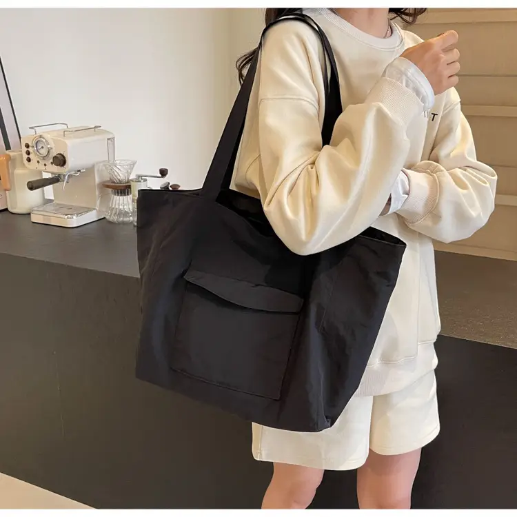 Purple Nylon Tote Bag Large Capacity Commuter Shoulder Bag — feature 38