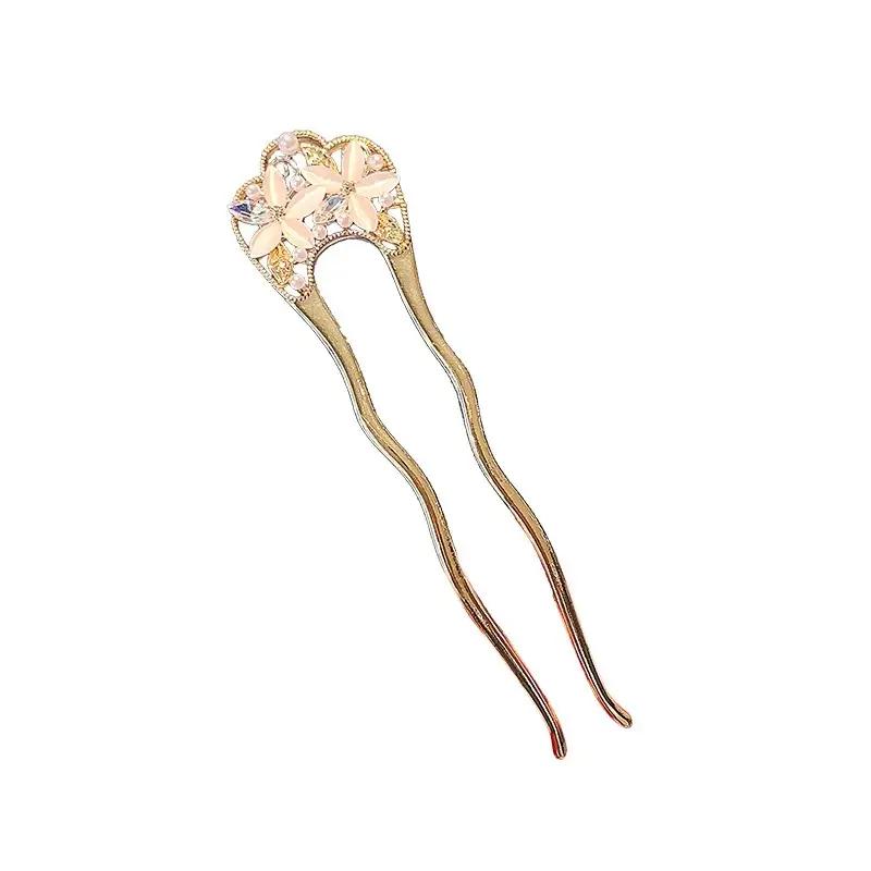 New Elegant Flower Hairpin High-Grade U-Shaped Chopsticks - Image 5
