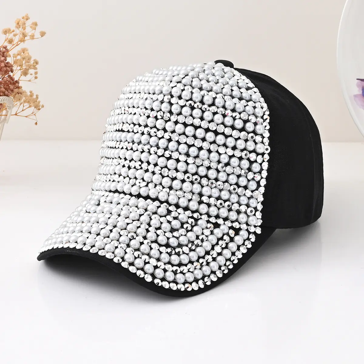 Pearl Beaded Baseball Cap Set for Women - Image 2