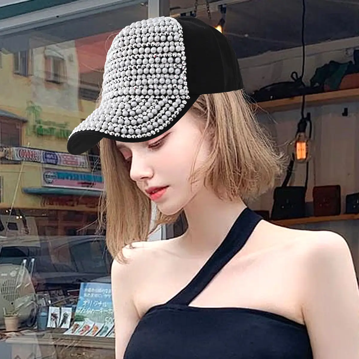 Pearl Beaded Baseball Cap Set for Women - Image 5