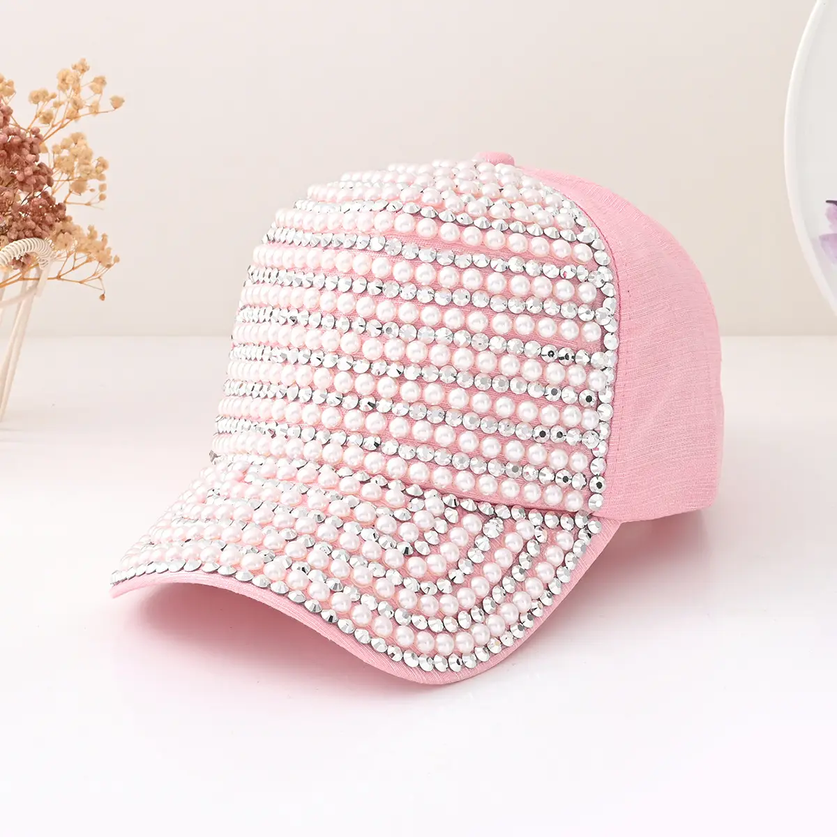 Pearl Beaded Baseball Cap Set for Women — feature 4
