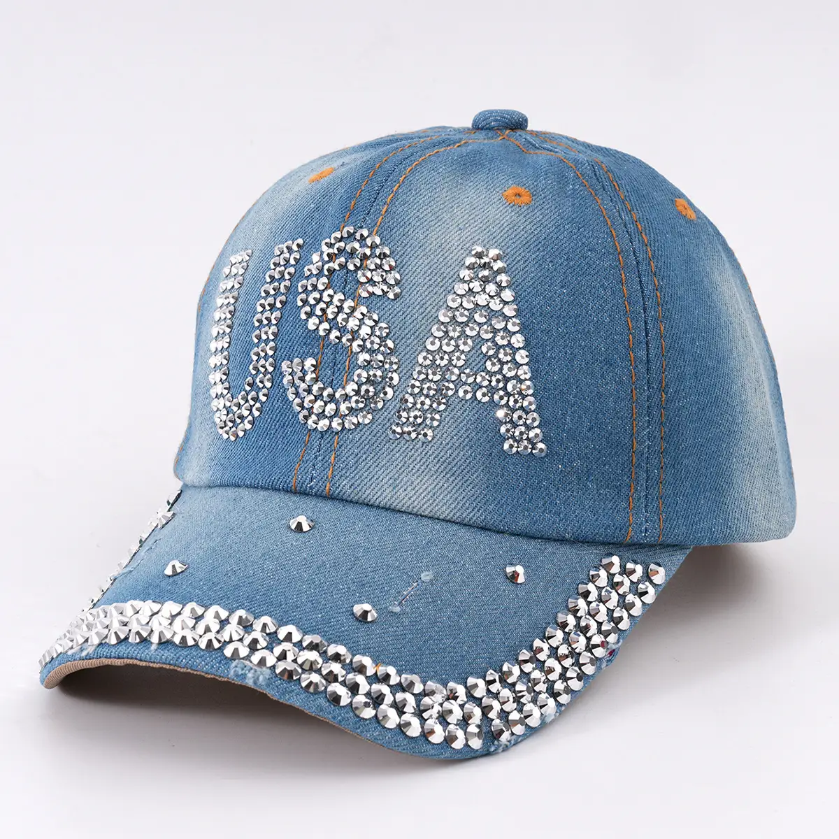 Men's Diamond USA Letter Baseball Cap with Metal Rivet - Image 2
