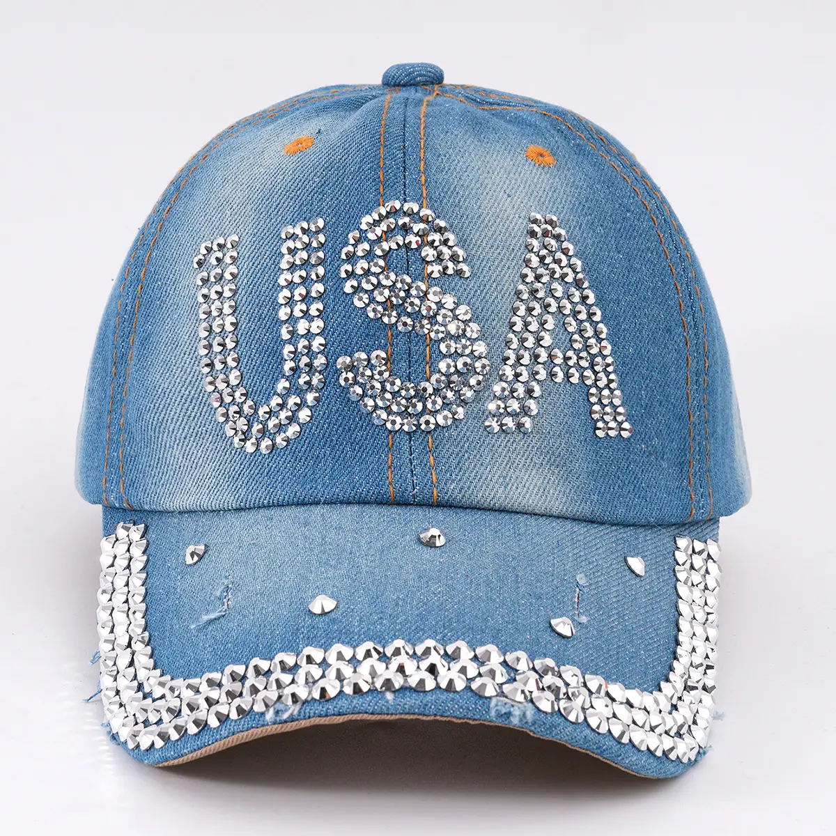 Men's Diamond USA Letter Baseball Cap with Metal Rivet - Image 3