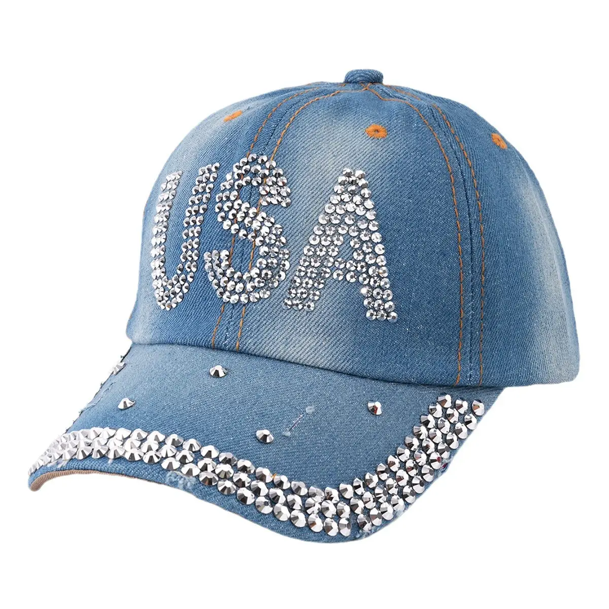 Men's Diamond USA Letter Baseball Cap with Metal Rivet - Image 5