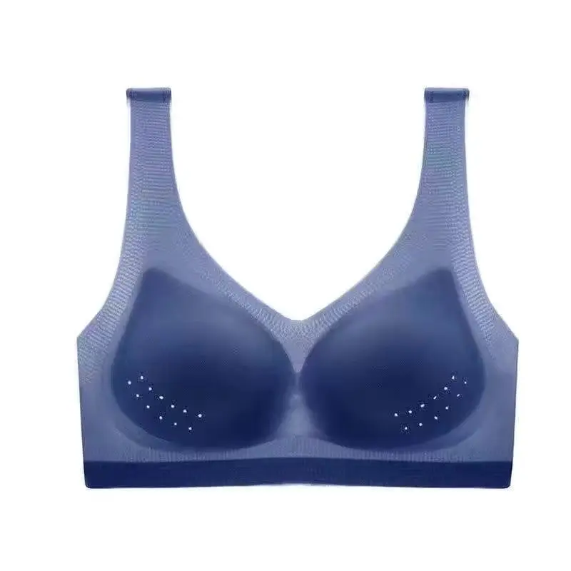 015# mesh breathable hole Cup ultra-thin seamless ice silk underwear women's wireless plus size bra push up small chest