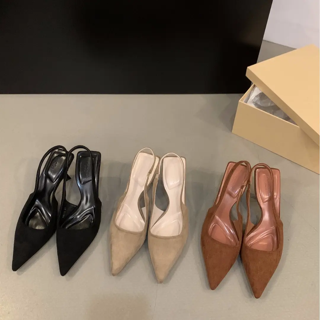 Black elegant ladies closed toe sandals fairy shoes 2024 new spring and summer French pointed high heels single-layer shoes - Image 8
