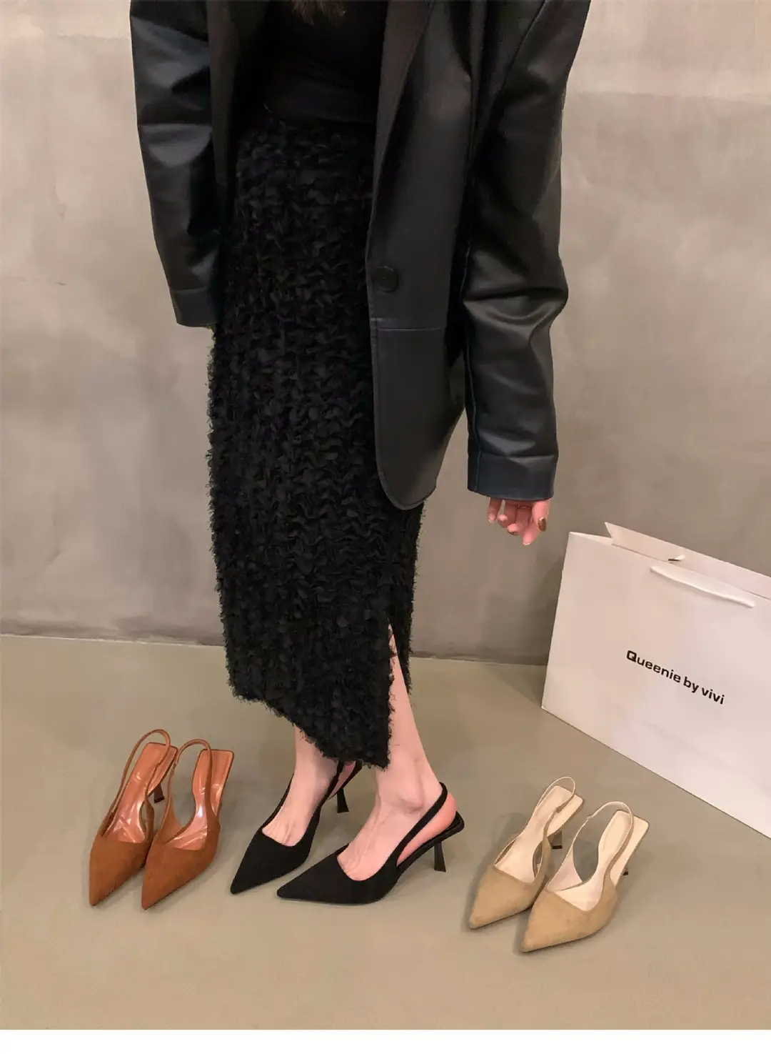Black elegant ladies closed toe sandals fairy shoes 2024 new spring and summer French pointed high heels single-layer shoes — feature 2