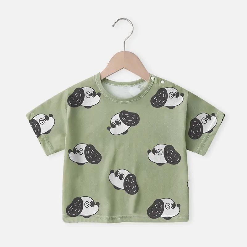 2025 Baby T-Shirt Bear Print Summer Boys Girls - Image 2