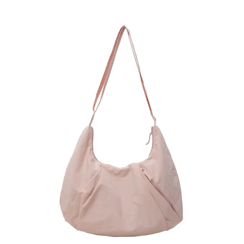Japanese Style Pleated Messenger Bag Women Large Capacity Solid Color Cloth Bag - Image 7