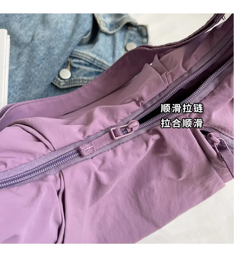 Japanese Style Pleated Messenger Bag Women Large Capacity Solid Color Cloth Bag — feature 4
