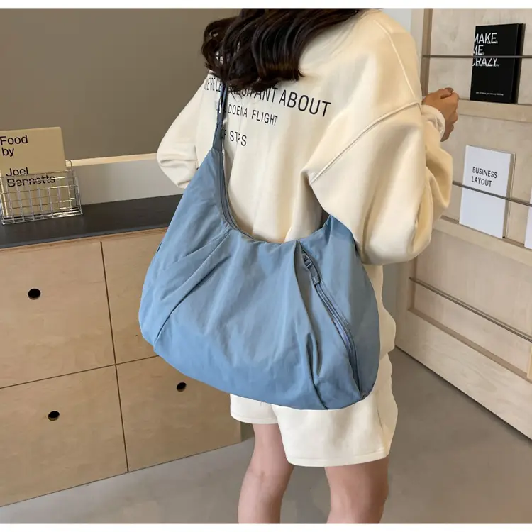Japanese Style Pleated Messenger Bag Women Large Capacity Solid Color Cloth Bag — feature 46