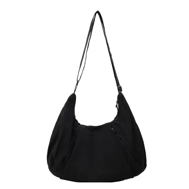 Japanese Style Pleated Messenger Bag Women Large Capacity Solid Color Cloth Bag - Image 2