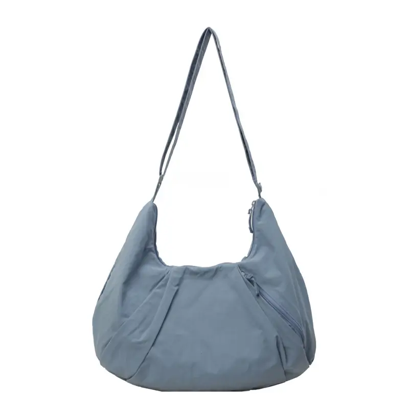 Japanese Style Pleated Messenger Bag Women Large Capacity Solid Color Cloth Bag - Image 3