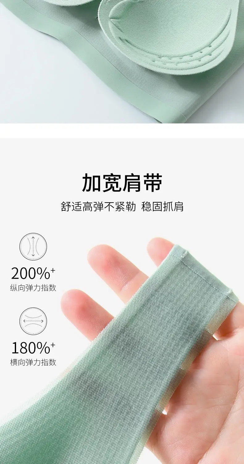 015# mesh breathable hole Cup ultra-thin seamless ice silk underwear women's wireless plus size bra push up small chest — feature 18