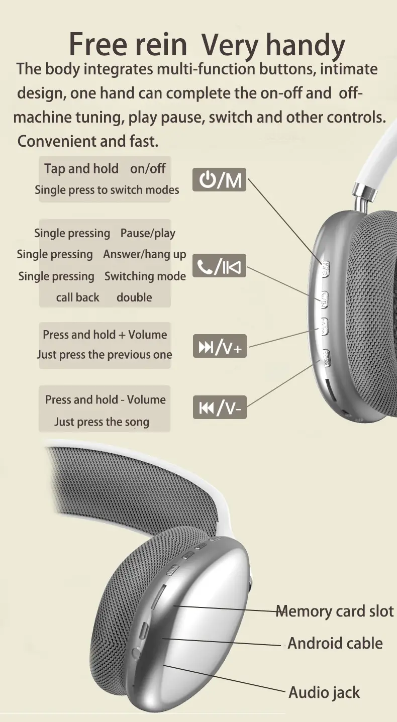 Wireless Bluetooth Headset with Memory Card Slot & Audio Jack β feature 10