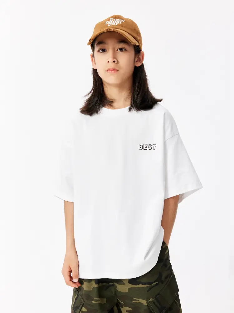 Kids White T-Shirt Short Sleeve Loose Western Style - Image 6
