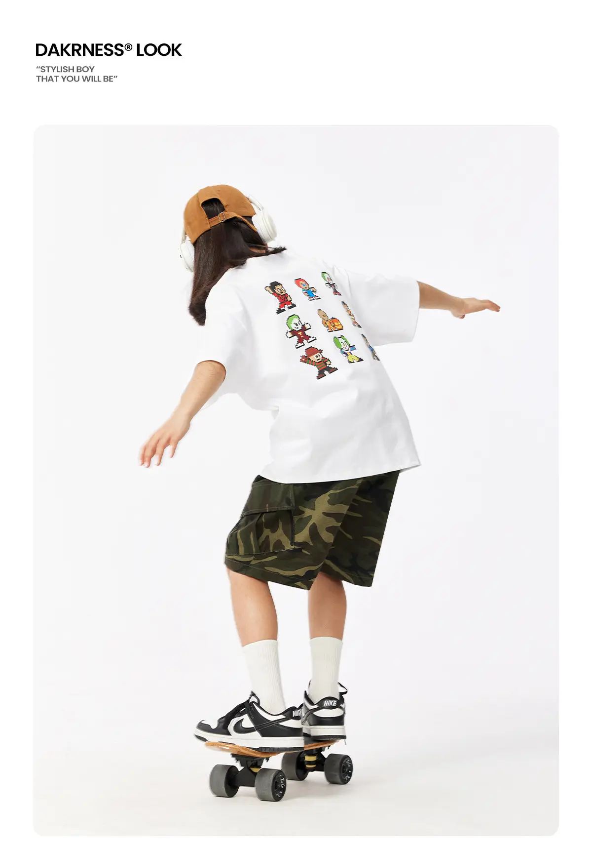 Kids White T-Shirt Short Sleeve Loose Western Style — feature 16