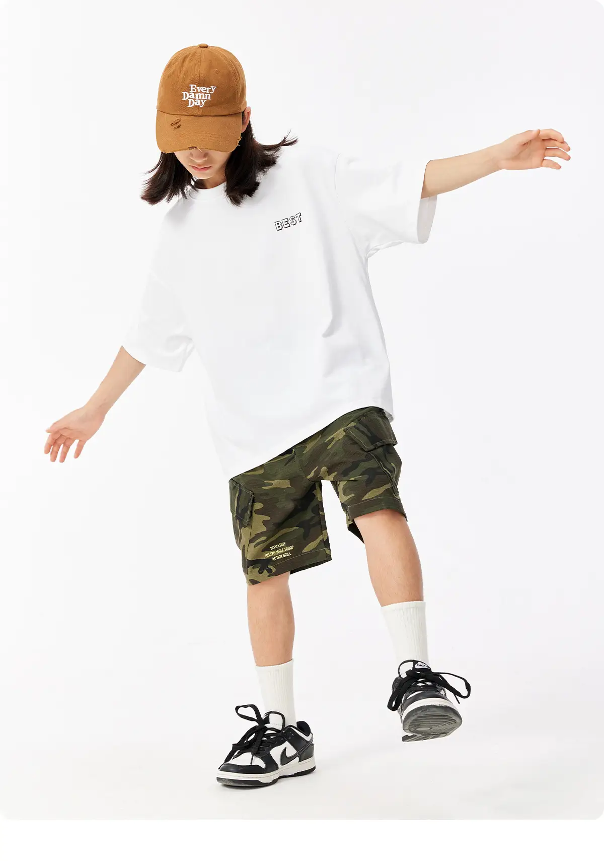Kids White T-Shirt Short Sleeve Loose Western Style — feature 17
