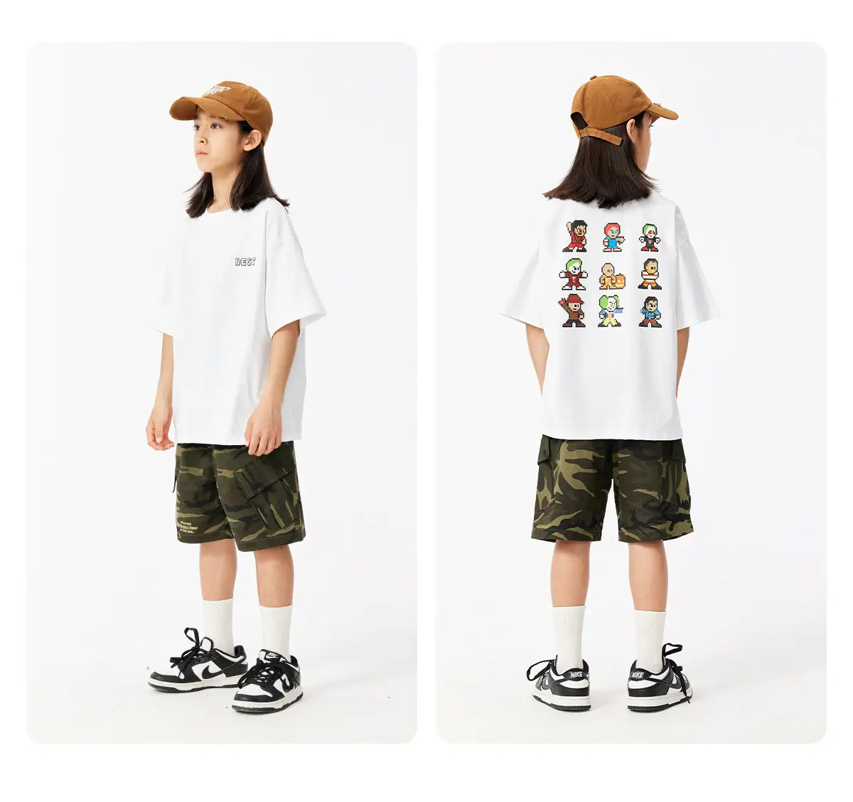Kids White T-Shirt Short Sleeve Loose Western Style — feature 18