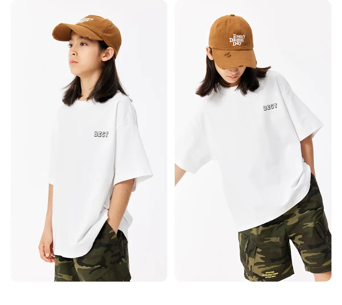 Kids White T-Shirt Short Sleeve Loose Western Style — feature 21