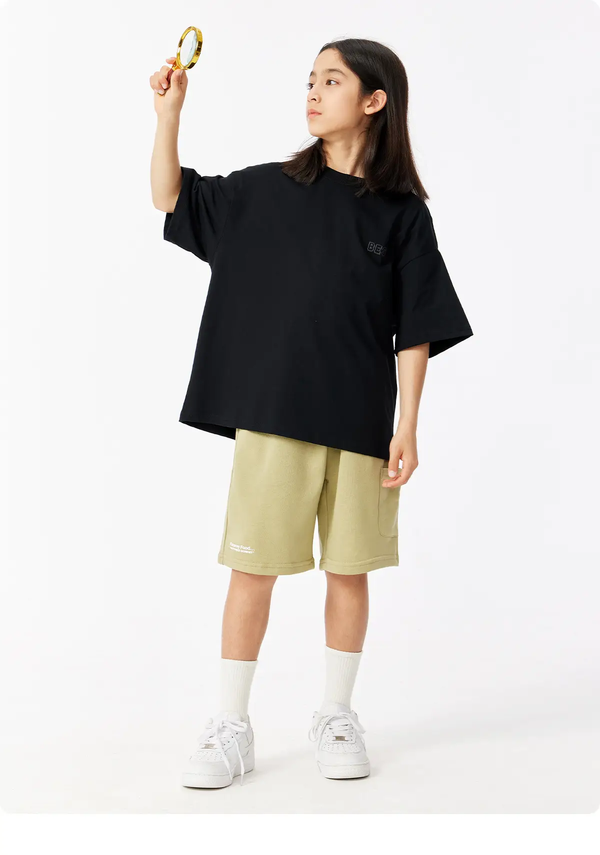 Kids White T-Shirt Short Sleeve Loose Western Style — feature 22