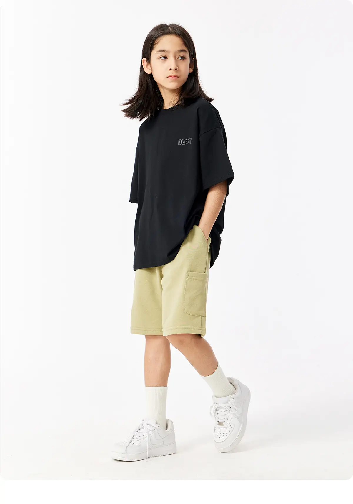 Kids White T-Shirt Short Sleeve Loose Western Style — feature 24