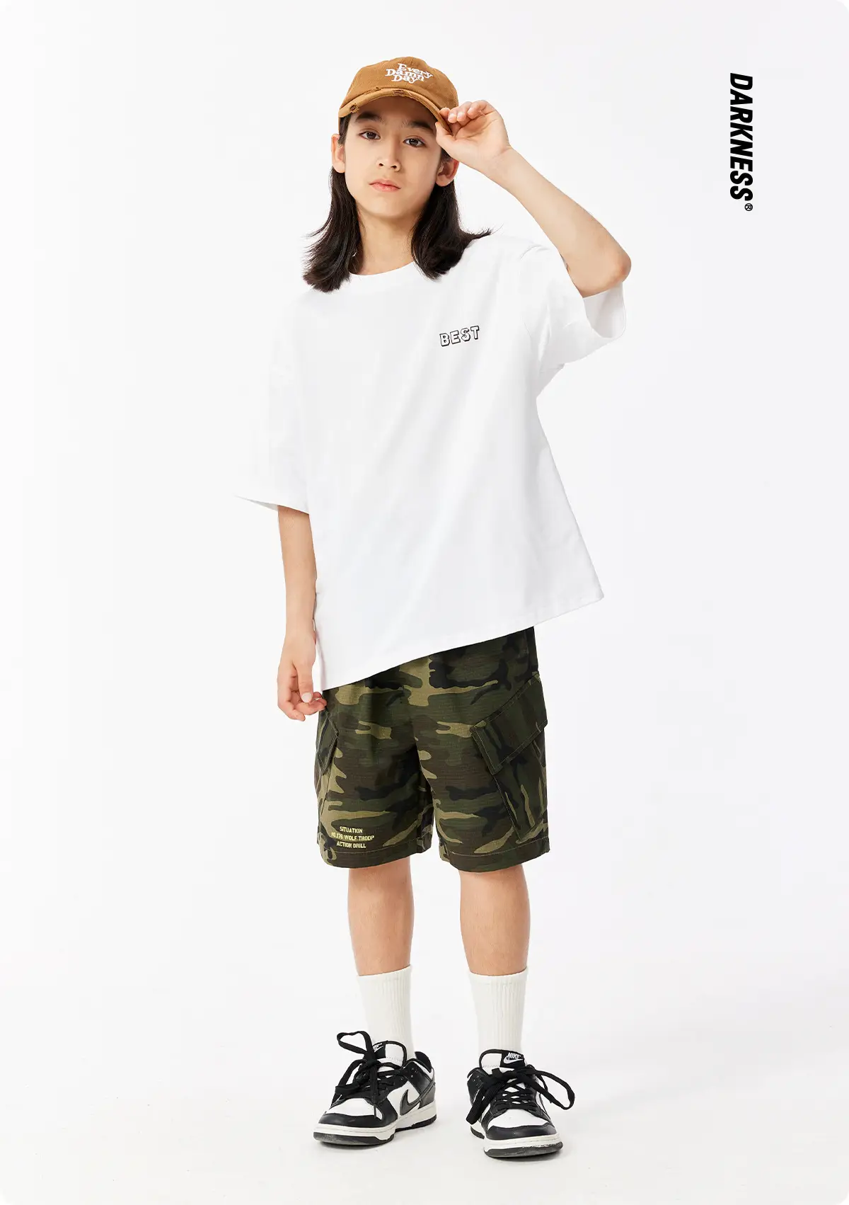 Kids White T-Shirt Short Sleeve Loose Western Style — feature 3