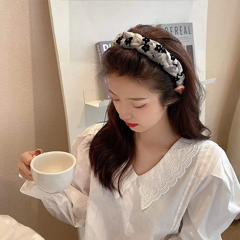 Black Mesh Twist Braided Skull Top Headband for Women - Image 6