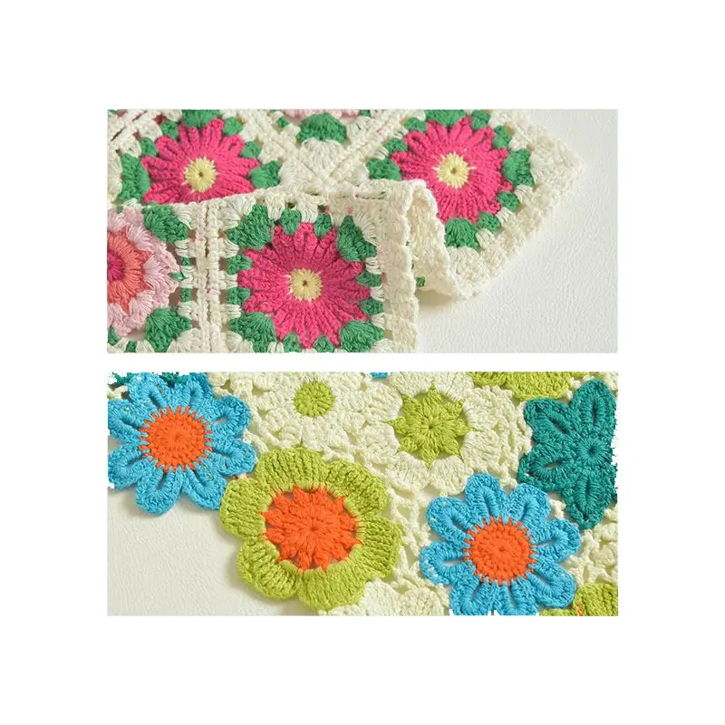 French Retro Knitted Floral Headscarf for Girls