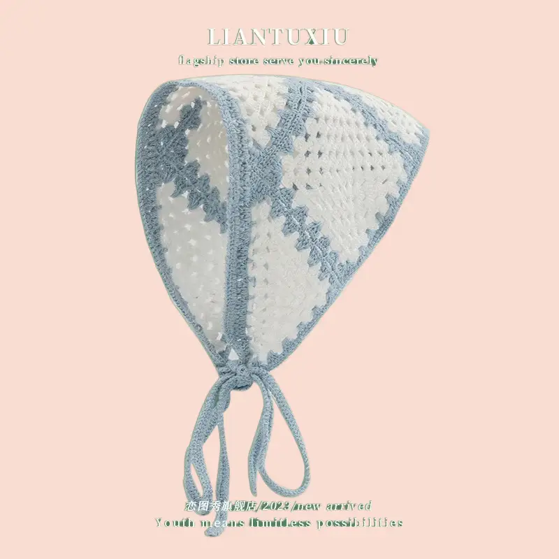 French Retro Knitted Floral Headscarf for Girls — feature 5
