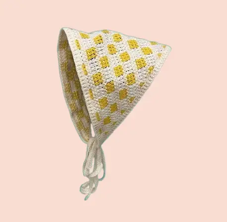 French Retro Knitted Floral Headscarf for Girls