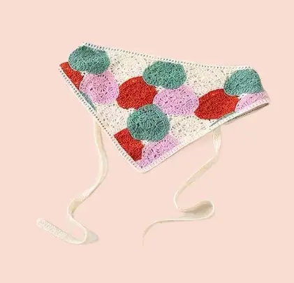 French Retro Knitted Floral Headscarf for Girls