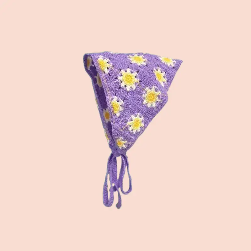 French Retro Knitted Floral Headscarf for Girls — feature 13