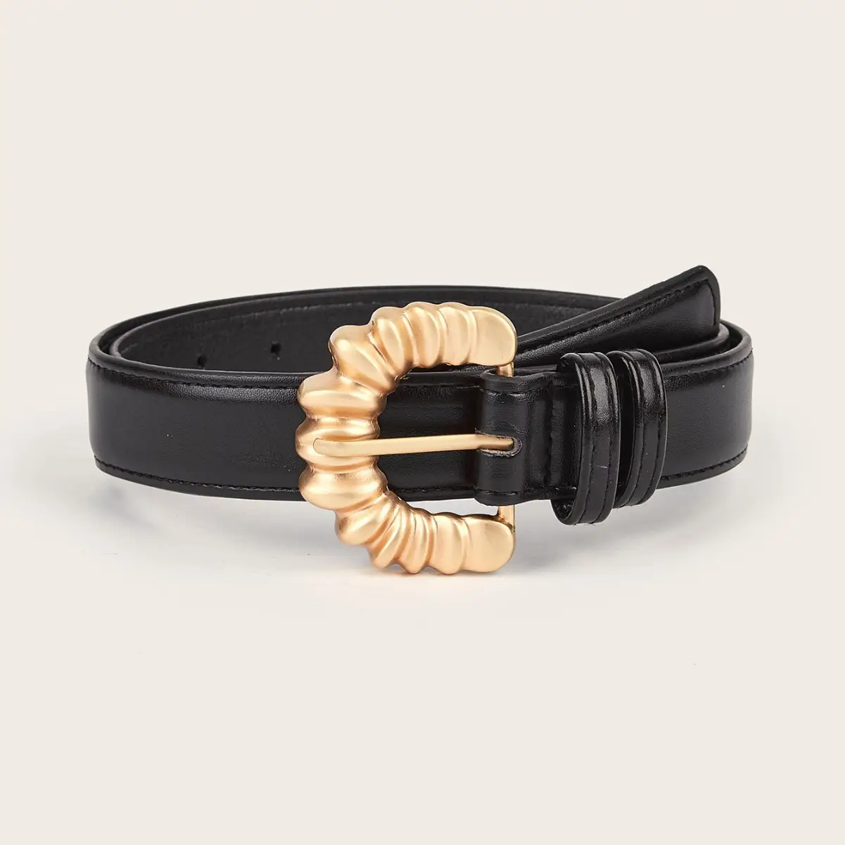 Black Gold Buckle Women's Belt for Fashion Accessories - Image 2