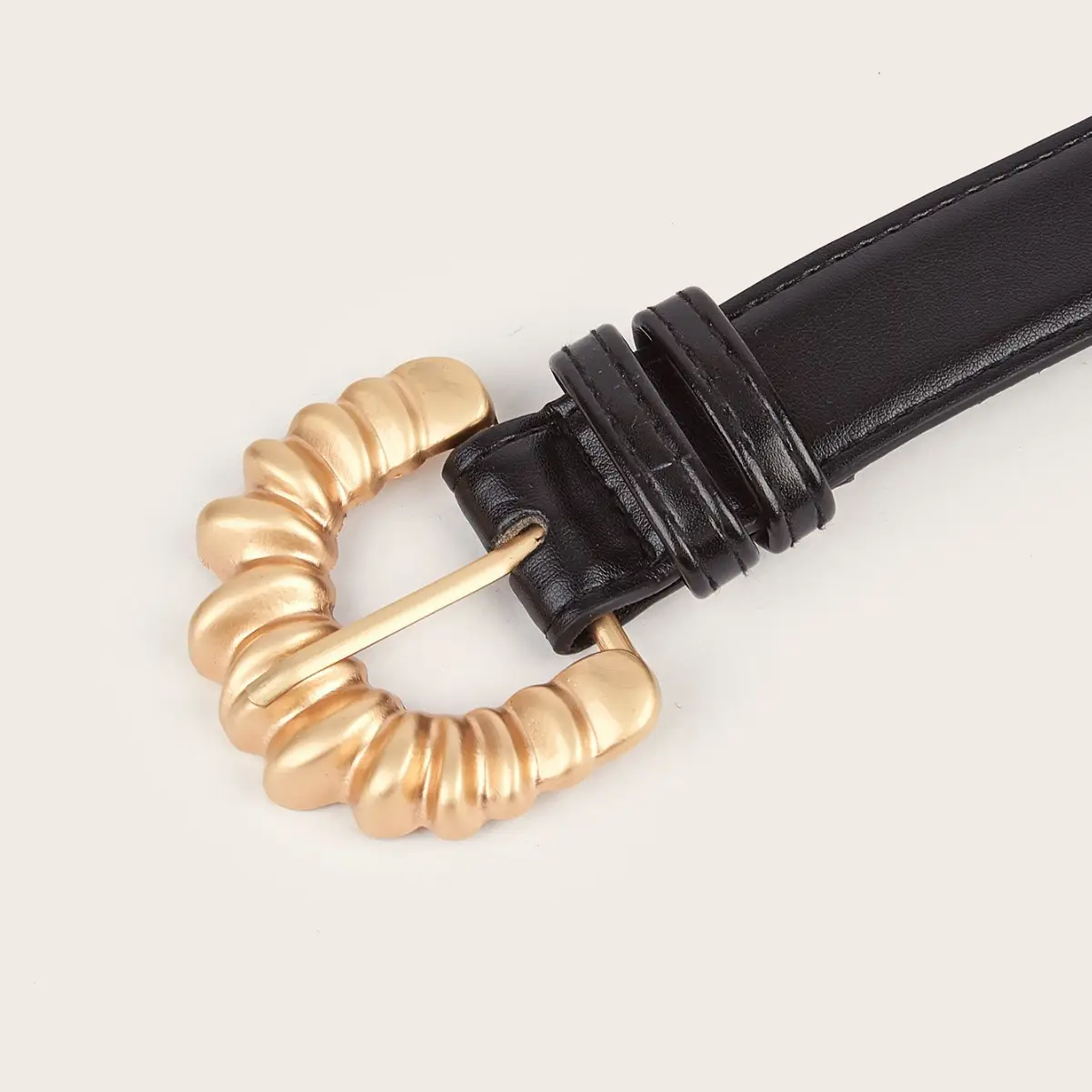 Black Gold Buckle Women's Belt for Fashion Accessories - Image 3