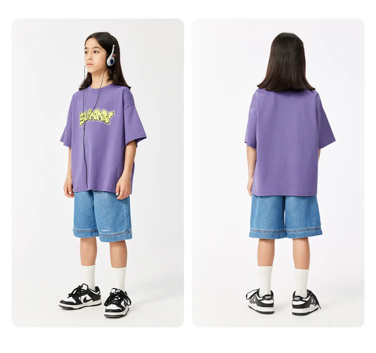 Purple Graphic T-Shirt for Girls Boys Summer Wear — feature 16