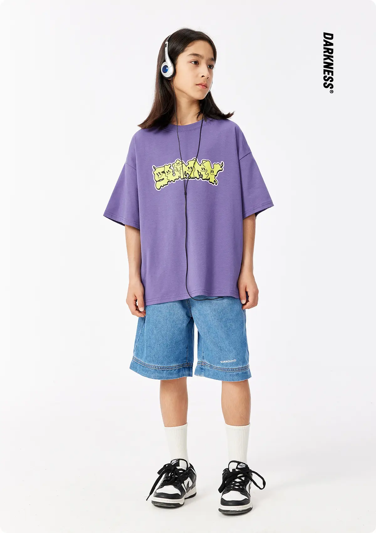 Purple Graphic T-Shirt for Girls Boys Summer Wear — feature 2