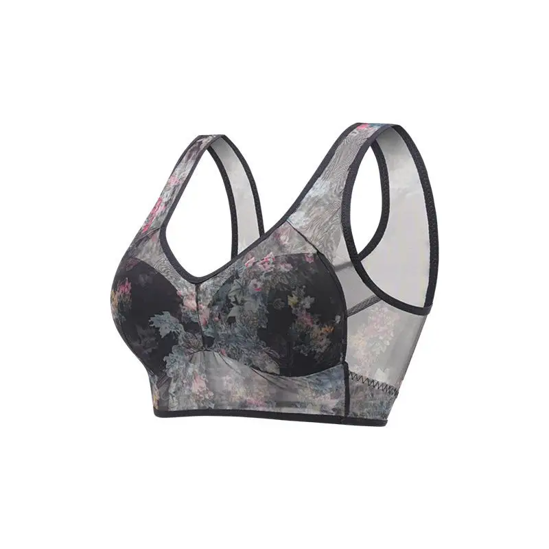Middle-aged and elderly seamless sports underwear women's bra wireless big chest small breast contracting vest sleep bra
