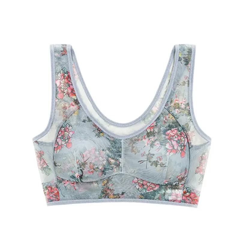 Middle-aged and elderly seamless sports underwear women's bra wireless big chest small breast contracting vest sleep bra