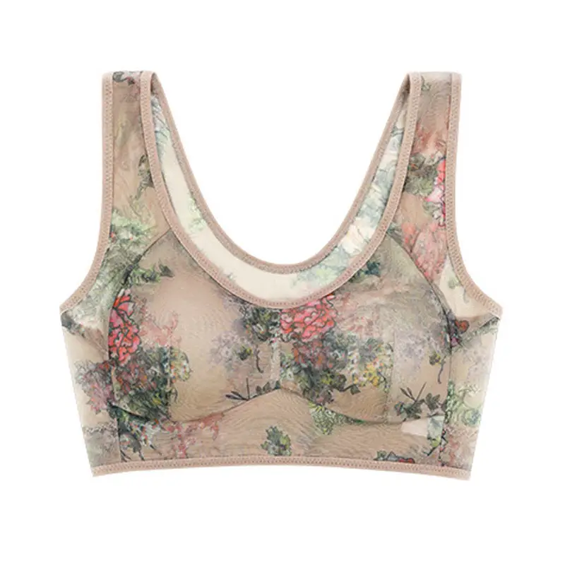 Middle-aged and elderly seamless sports underwear women's bra wireless big chest small breast contracting vest sleep bra